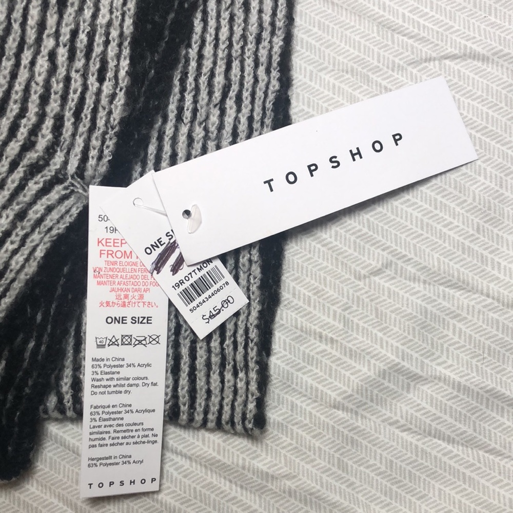 Topshop Scarf NWT black white stripes - Picture 4 of 5